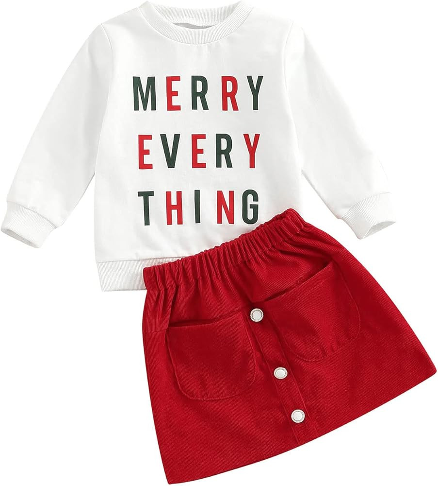 Valentine‘s Day Outfit Set Infant Toddler Baby Girl Long Sleeve Crewneck Sweatshirt Pullover To... | Amazon (US)