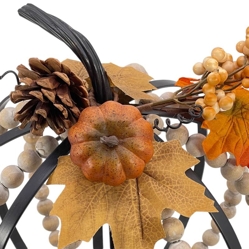 Metal & Wood Pumpkin Thanksgiving Fall Decor 13" | Wayfair North America