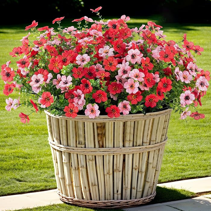 Artificial Fake Mums Flowers for Outdoor Spring Summer Decor, 12 Bundles Faux Silk Plants Daisy f... | Amazon (US)
