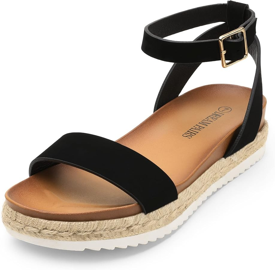 DREAM PAIRS Women's Open Toe Platform Espadrille Wedge Sandals Comfortable One Band Dressy Casual... | Amazon (US)