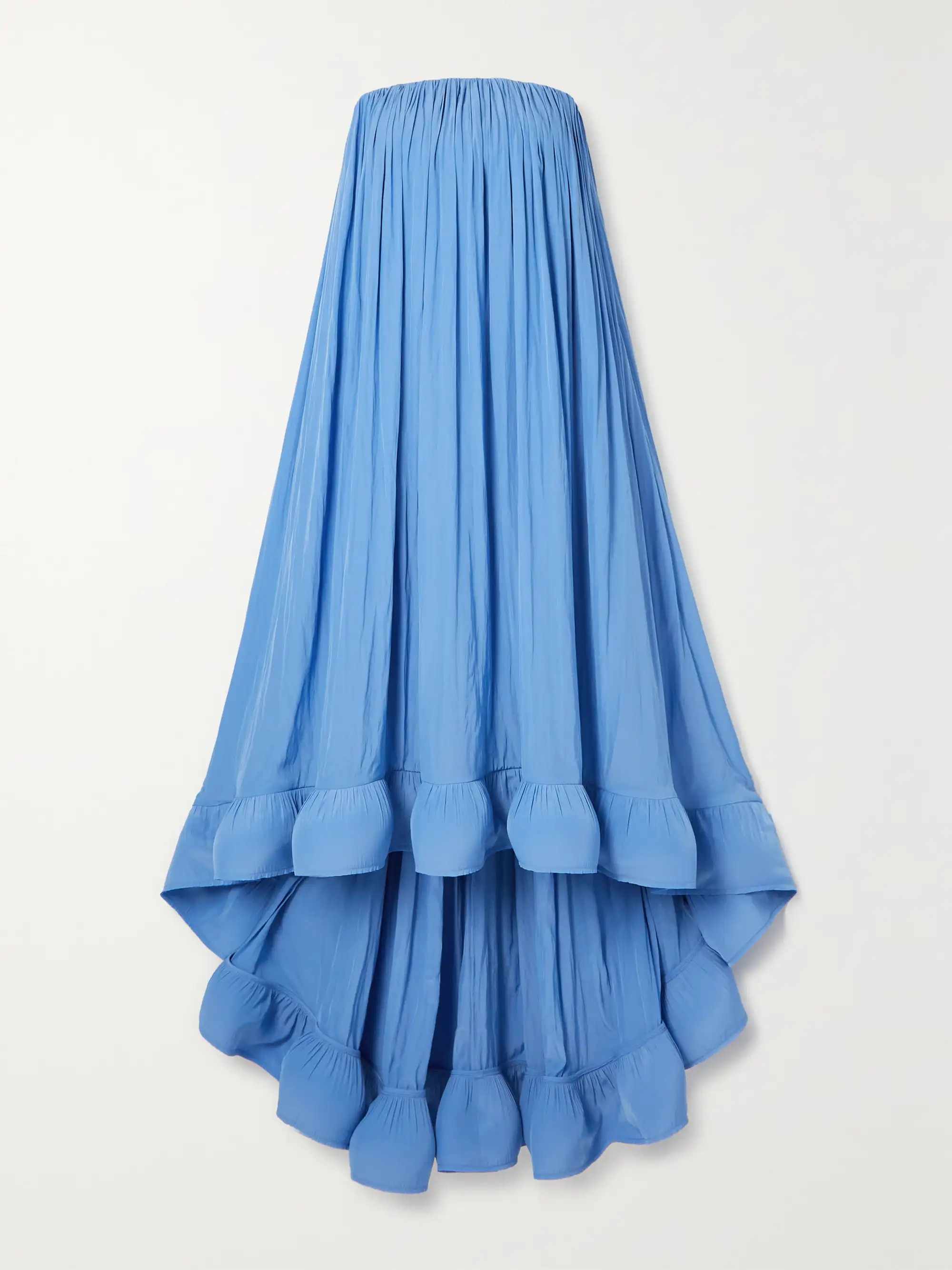 Blue Strapless ruffled chiffon gown | LANVIN | NET-A-PORTER | NET-A-PORTER (US)