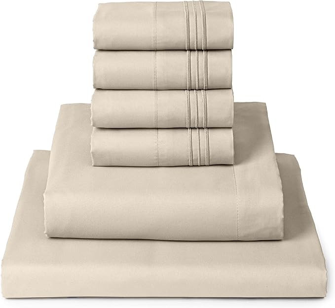 Mellanni California King Sheet Set - 6-Piece Iconic Collection Bedding, (Including 4 Pillowcases)... | Amazon (US)