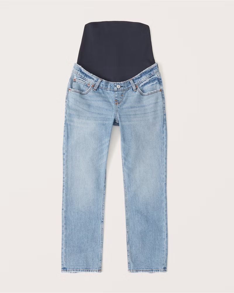 Women's Maternity Ultra High Rise Ankle Straight Jeans | Women's Bottoms | Abercrombie.com | Abercrombie & Fitch (US)