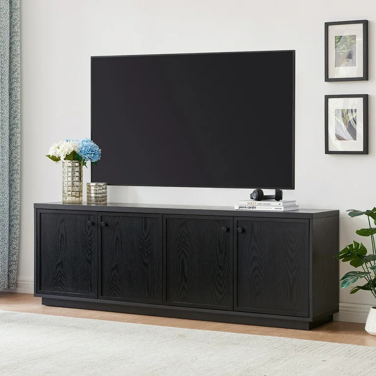 Henn&Hart 69.63" Black Grain MDF TV Stand | Walmart (US)
