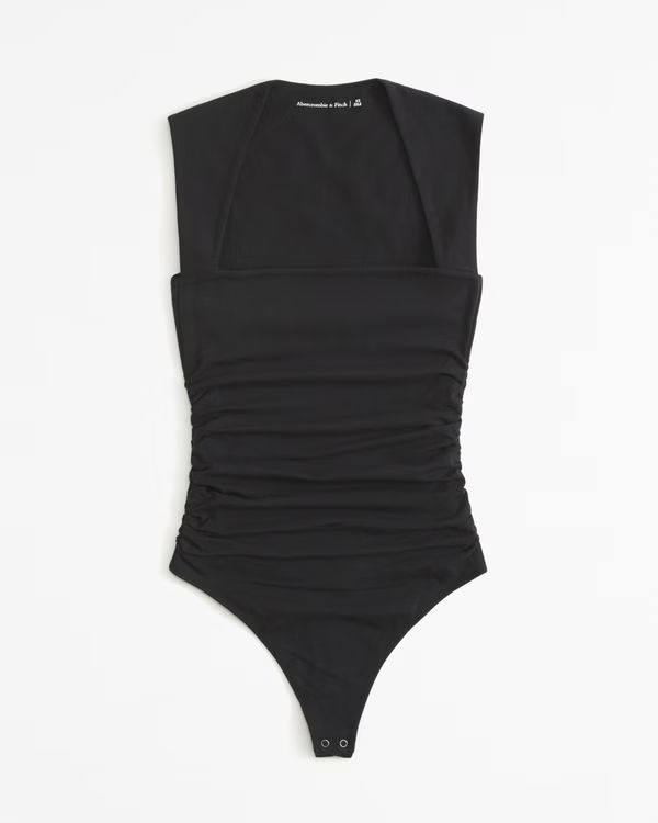 Women's Cotton-Blend Seamless Fabric Ruched Portrait Bodysuit | Women's Tops | Abercrombie.com | Abercrombie & Fitch (UK)