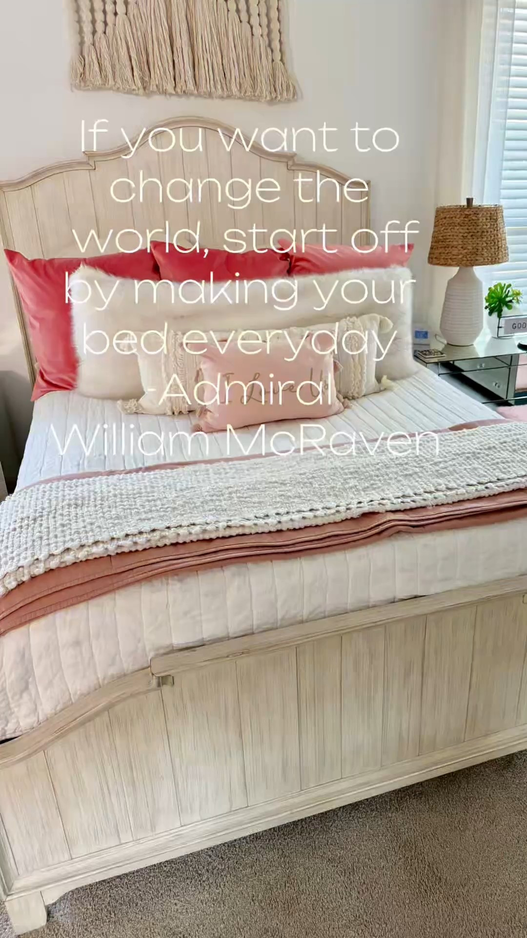 “If you want to change the world, start by making your bed everyday” -Admiral William McRaven  Did you know 57% of people do not make their bed, but those that do are happier, more productive, and sleep better!  I have always made mine, for as long as I can remember!  I could not function with it not made!  Just know if I am at your house and your bed is not made, I want to make it! Hahaha 😂 

#LTKOver40 #LTKActive #LTKHome