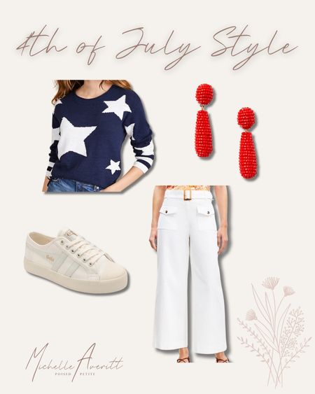 4th of July outfit inspo! This look is perfect for watching fireworks in the evening! Wide leg pant, star sweater, sneaker, red beaded earrings


#LTKParties #LTKStyleTip #LTKSeasonal