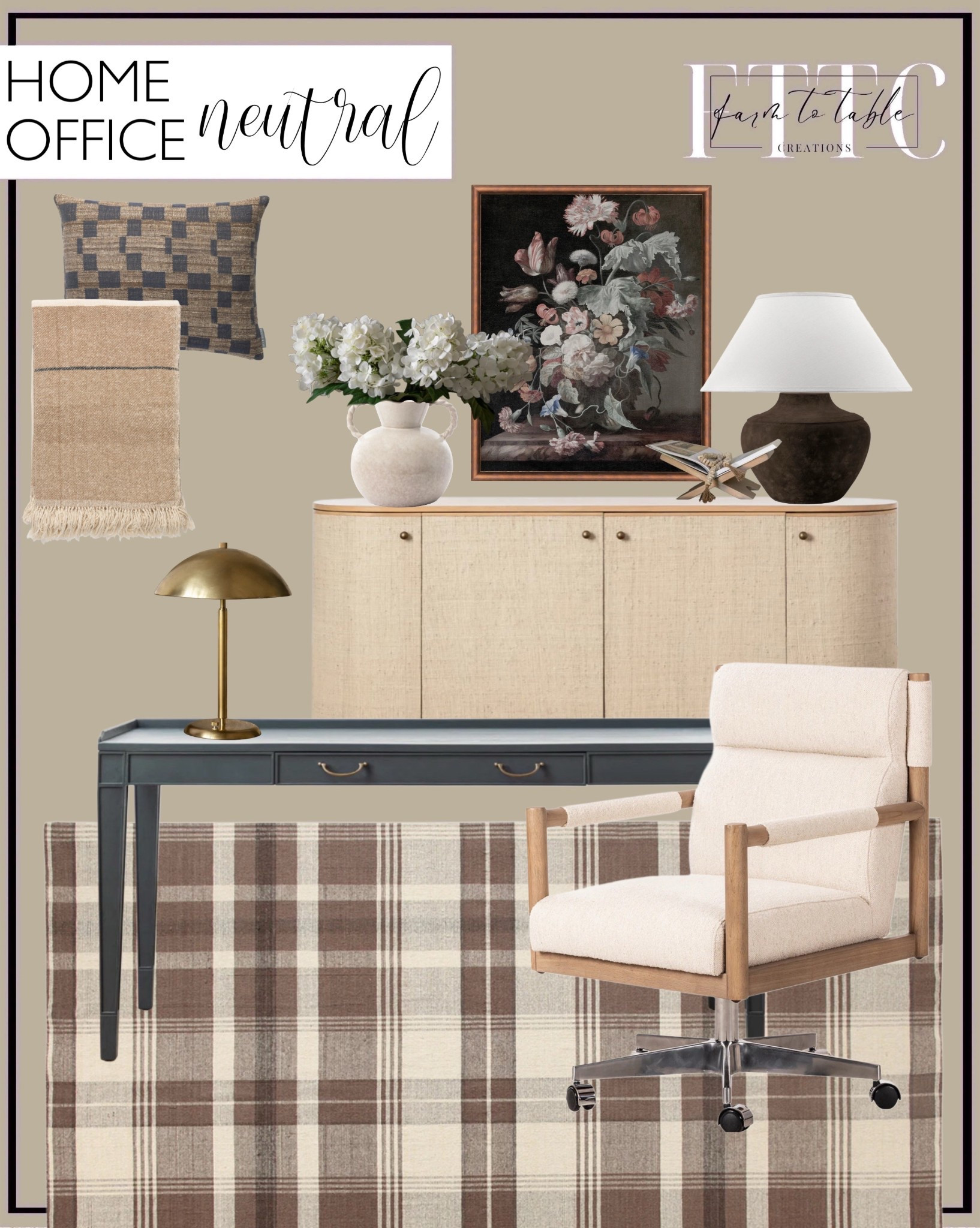 McGee & Co Neutral Home Office. Follow @farmtotablecreations on Instagram for more inspiration.

Stratford Desk. Orton Handwoven Wool Rug. Botanical Renaissance Framed Art. Hedgerow Navy Pillow Cover. Aldorno Desk Table Lamp. Linu Woven Sideboard. Darby Desk Chair. Wooden Book Display. Tyrion Vase. Murphy Silk throw. 

Home Office | Bedroom Furniture | nightstands | Home Decor| Fireplace Decor | Spring Refresh |  Bedroom Finds | Neutral Stems | Spring Stems | Bookshelf Decor | Bedroom Space | Cozy  Corner | Bathroom | Curated Entryway | Spring  Decor | End of Year Clearance | Trending Decor | Viral Decor  | Coffee Table Decor | Neutral Decor | Stem Sale | Target Finds | Skinny Bench | Bedroom | Living Room | Breakfast Nook | Amazon Home | Target Sale | Loloi Rugs | Magnolia Home | console table | console table styling | faux stems | entryway space | front porch decor | neutral decor | entryway decor | cozy home | affordable decor |  home decor | home inspiration | console styling | entryway rug | cozy moody home | moody home decor | neutral home | bathroom decor | living room | spring decor | Hearth & Hand | Studio McGee | 2025 Home Trends | trending home | Crate&Barrel 




#LTKFindsUnder50 #LTKSaleAlert #LTKHome