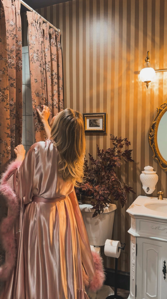The secret to finding the perfect shower curtain, is to stop looking at shower curtains. Pick out some regular curtain panels you love, and pair them with an extra long liner on a double rod.

#LTKdayinmylife #LTKstorytime #LTKHome