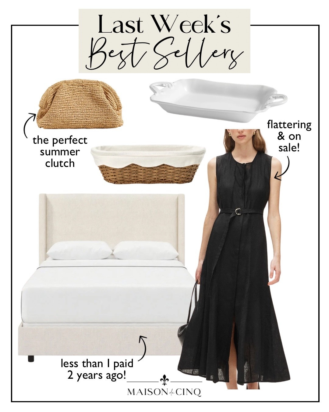 Last week’s best sellers include a gorgeous and flattering dress 40% off, the perfect summer clutch, our bed that’s on major sale, and more!

#LTKSeasonal #LTKOver40 #LTKHome