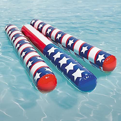 Inflatable Patriotic Pool Noodles (3 Pack) 4 Ft Long - Blow Up Swimming Pool Noodles Toys for Kid... | Amazon (US)