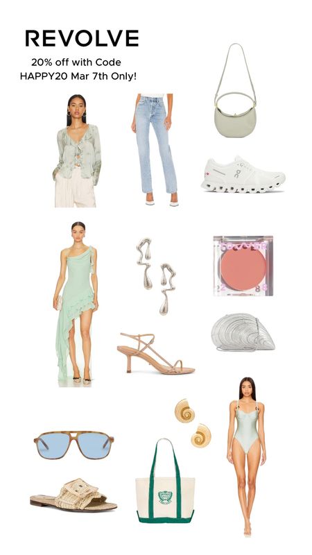 My picks from the Revolve Birthday sale! Get 20% off EVERYTHING on revolve with code HAPPY20 for one day only! I have my eye on some Tower 28 beauty, new On Cloud sneakers, and some going out dresses and bathing suits for summer! 

Bridesmaid dress, bridesmaids, wedding guest outfit, going out, prom dress, casual outfits, jewelry, on cloud sneakers, Sam Edelman sandals, sale, spring sale 

#LTKfindsunder50 #LTKsalealert #LTKSpringSale