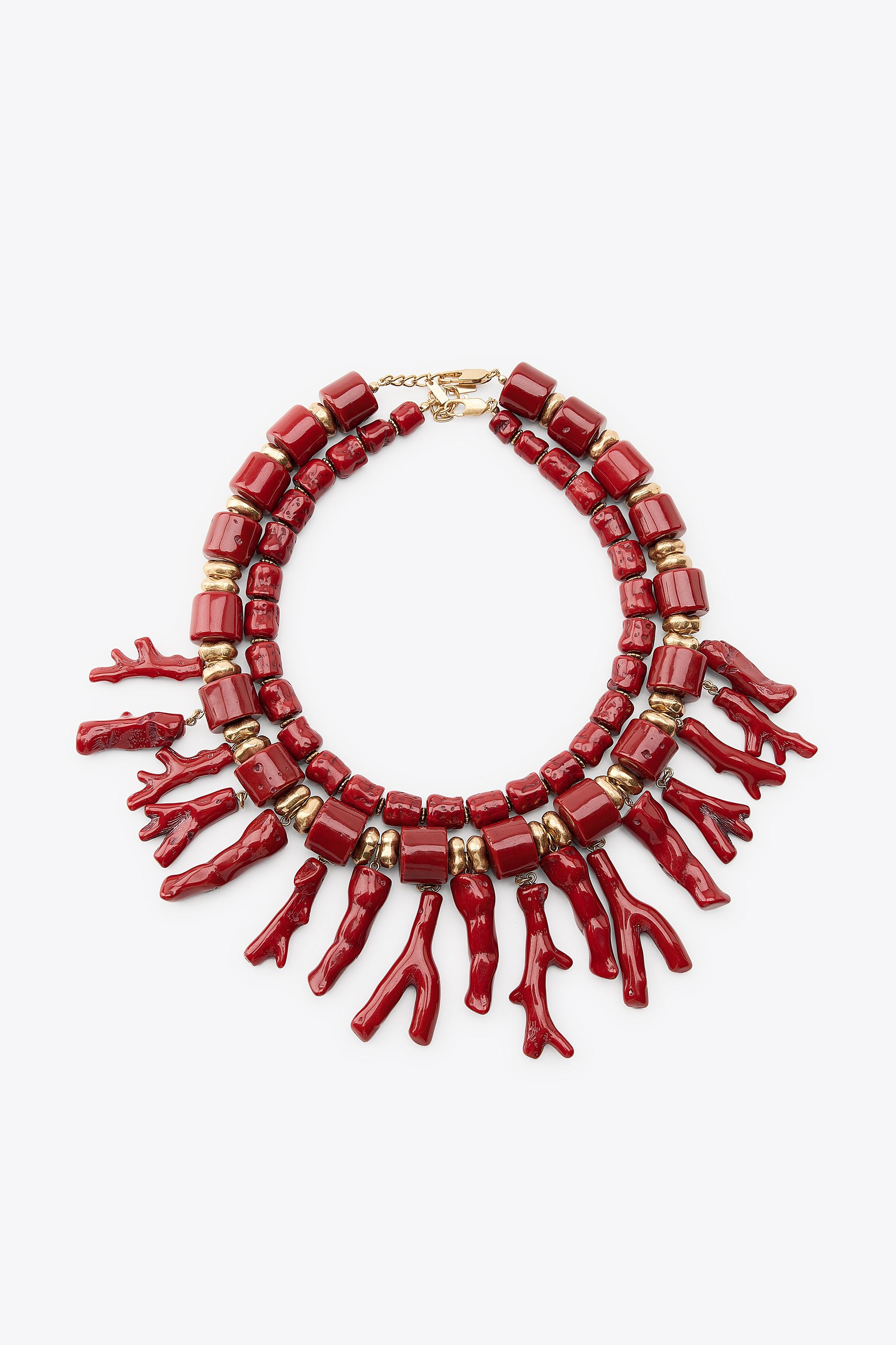 PACK OF 2 CORAL NECKLACES WITH RESIN | Zara Canada