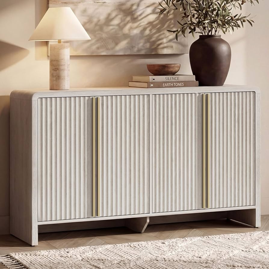 ModernMate 59" Fluted Sideboard Buffet Cabinet with Storage, White Alder | Amazon (US)