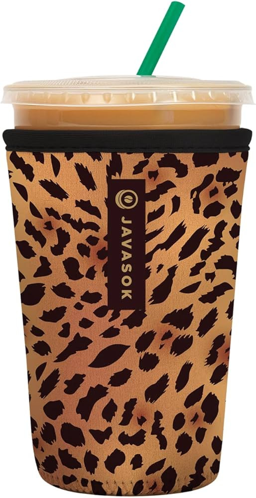 Sok It Java Sok Iced Coffee & Cold Soda Insulated Neoprene Cup Sleeve (Classic Leopard, Medium: 2... | Amazon (US)