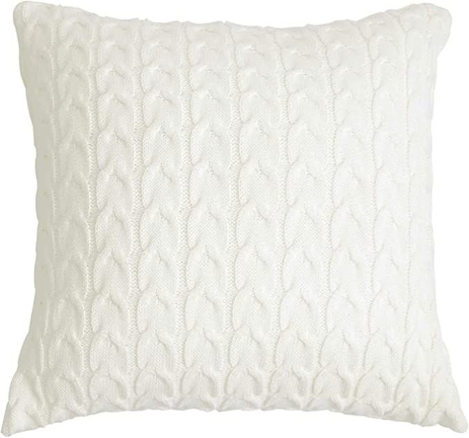 ToGeeKa Cable Knit Decorative Throw Pillow Covers Warm Classical Twist Pattern Square Cushion Cas... | Amazon (US)