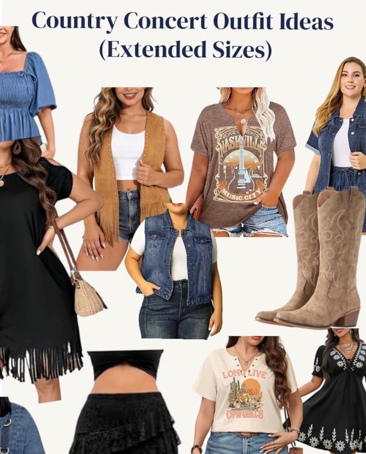 If you have a country concert coming up…here are a bunch of options.  Because finding something cute and comfortable shouldn’t be complicated.

Share this with someone going to a concert this summer
Follow me for daily finds + real life in between

country concert outfit ideas extended sizes | plus size concert outfits women | summer concert outfits women | western outfit inspo | denim outfits women

#ConcertOutfits
#StyleForAll
#SummerStyle
#WesternInspired
#OutfitInspo


#LTKSaleAlert #LTKPlusSize #LTKFestival