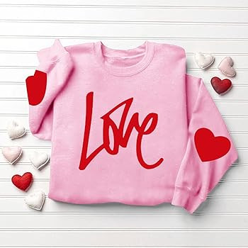 Valentines Sweatshirts for Women 2026 Heart Sweater Crewneck Long Sleeve Shirts Valentine Outfits... | Amazon (US)