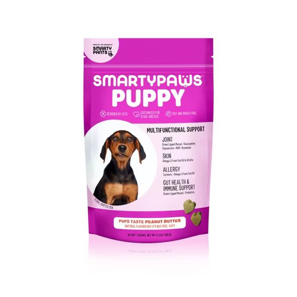 SmartyPaws Puppy Dog Supplements - Peanut Butter Flavor - 60ct | Target