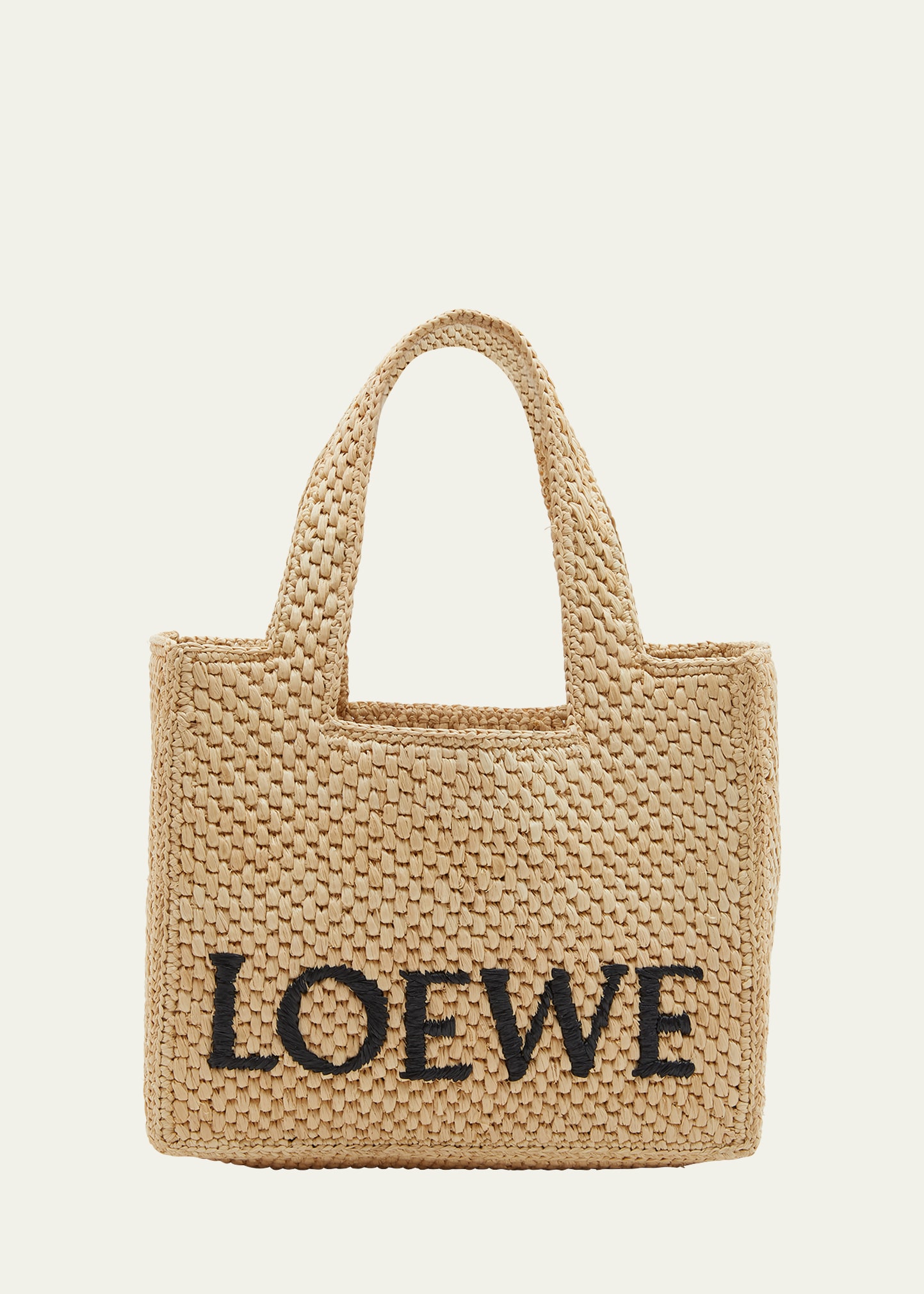 Loewe x Paula’s Ibiza Font Tote Small Bag in Raffia | Bergdorf Goodman