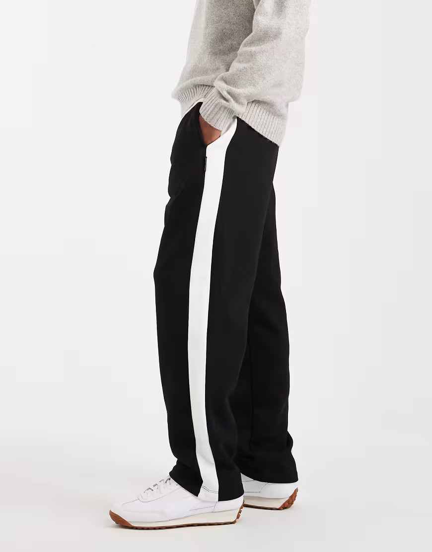 Jack & Jones loose fit sweatpants in black with side stripe | ASOS (Global)