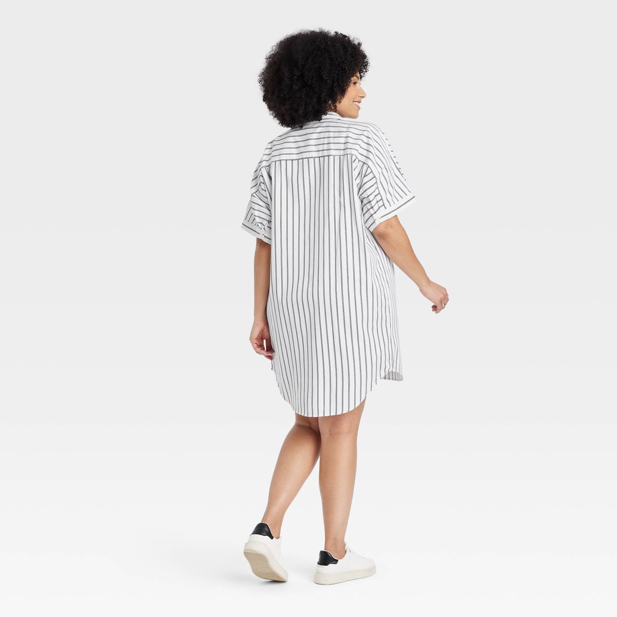 Women's Easy Woven Mini ShirtDress - A New Day™ White Striped 3X | Target