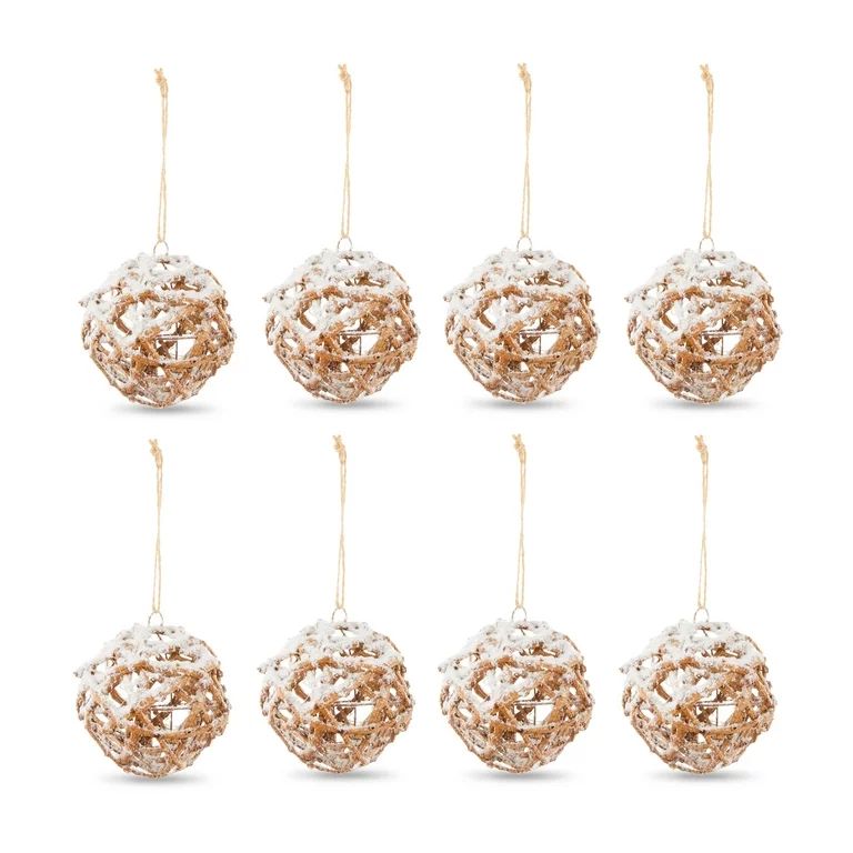 Snowy Round Grapevine Christmas Ornaments, 8 Count, by Holiday Time | Walmart (US)