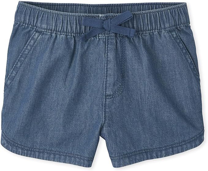 The Children's Place Baby and Toddler Girls Denim Pull on Shorts | Amazon (US)