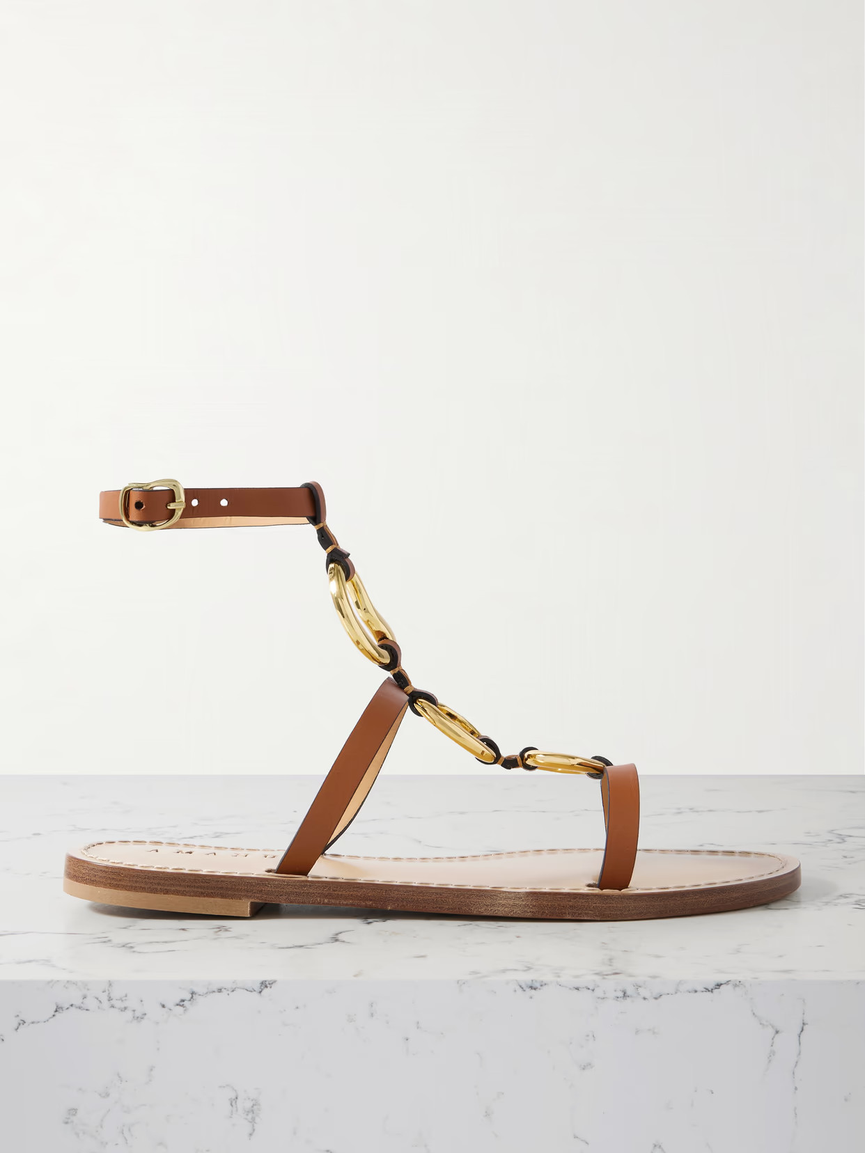 AMANU - The Bazaruto Embellished Leather Sandals - Brown | NET-A-PORTER (US)