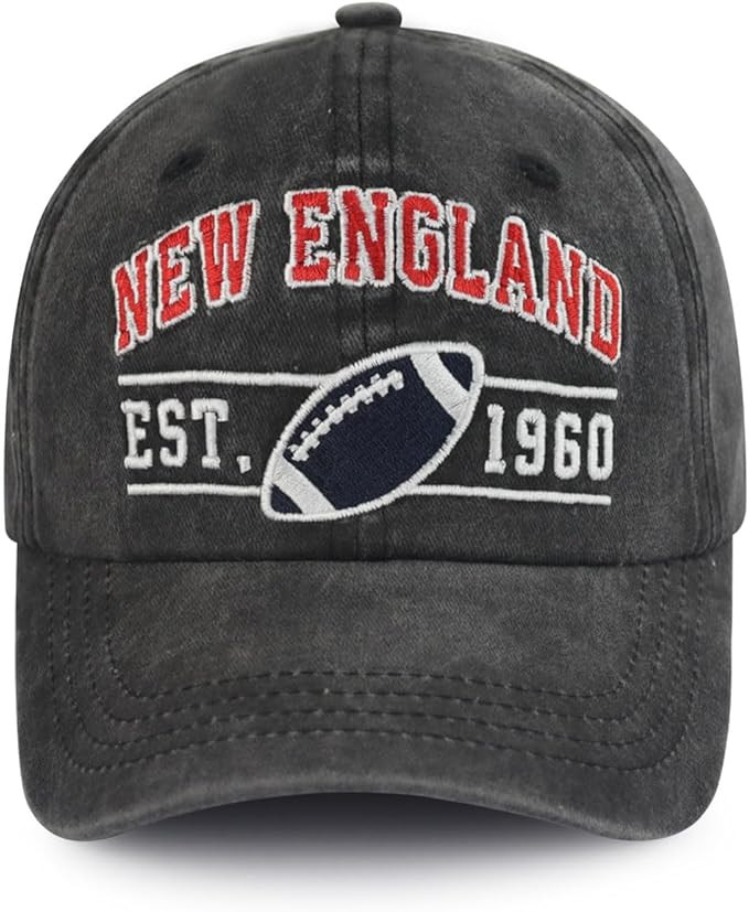 Embroidered City Football Hat for Men Women, Adjustable Unisex Cotton Fans Baseball Cap | Amazon (US)