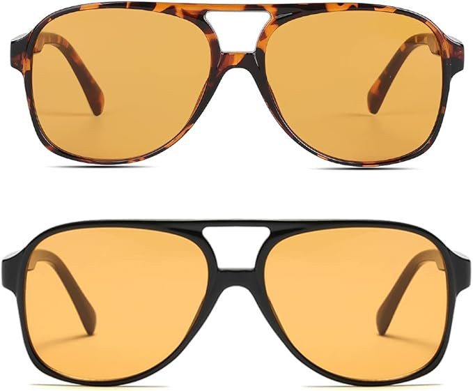 Vintage Retro 70s Sunglasses for Women Men Classic Large Squared Aviator Frame UV400 Trendy Orang... | Amazon (US)