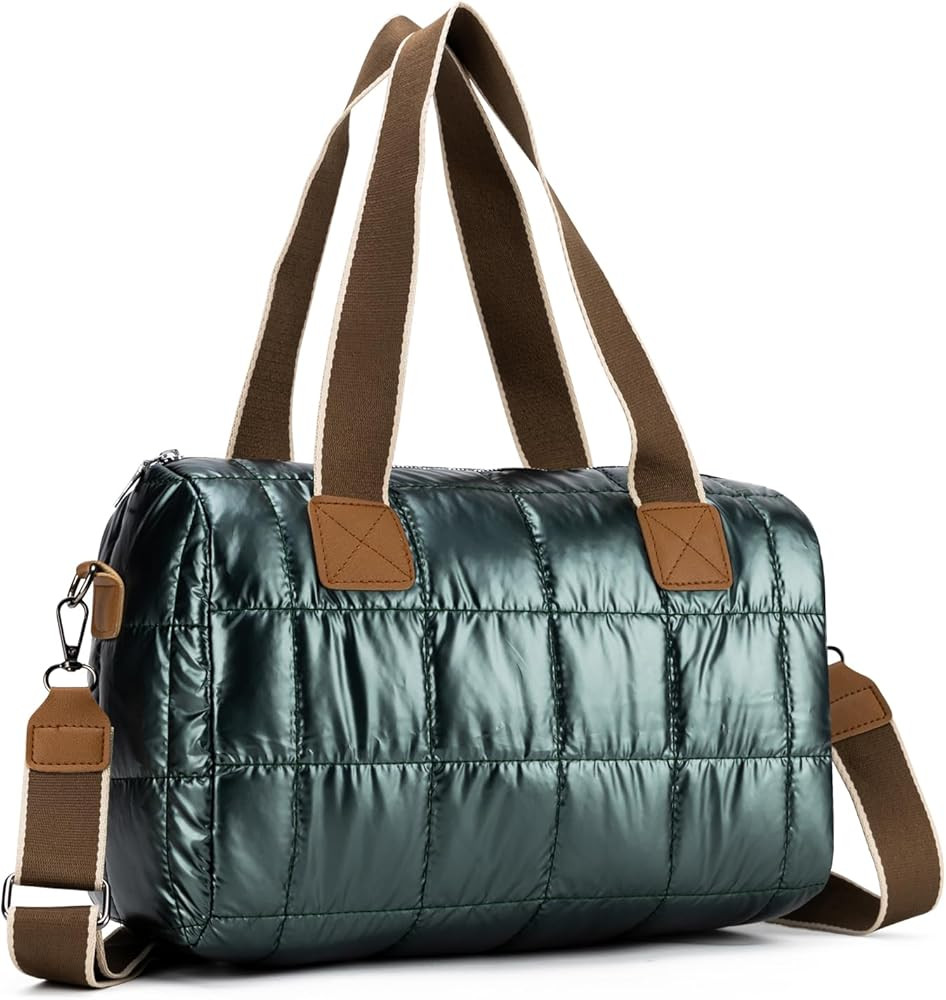 Puffer Tote Bag for Women Quilted Crossbody Bags Large Down Cotton Soft Padded Handbag | Amazon (US)