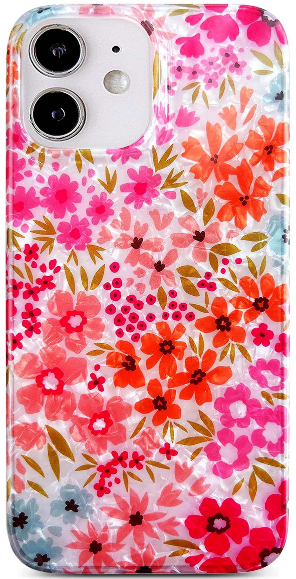 Qokey for iPhone 12/12 Pro Case for Women, Floral Glitter Clear Soft TPU Bumper Cover, Fingerprin... | Amazon (US)