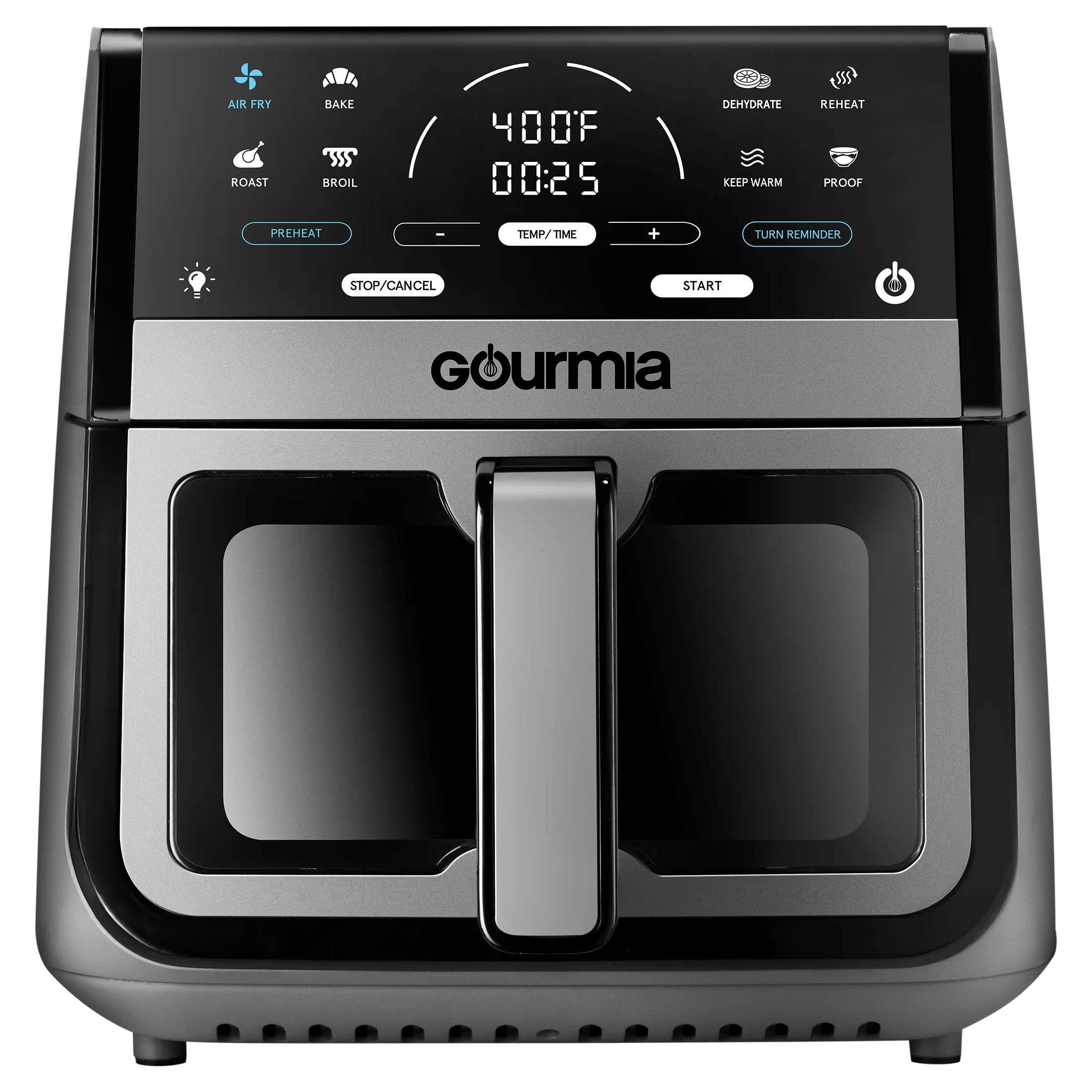 Gourmia 8 Qt Digital Window Air Fryer with 8 One-Touch Cooking Functions, Gray | Walmart (US)