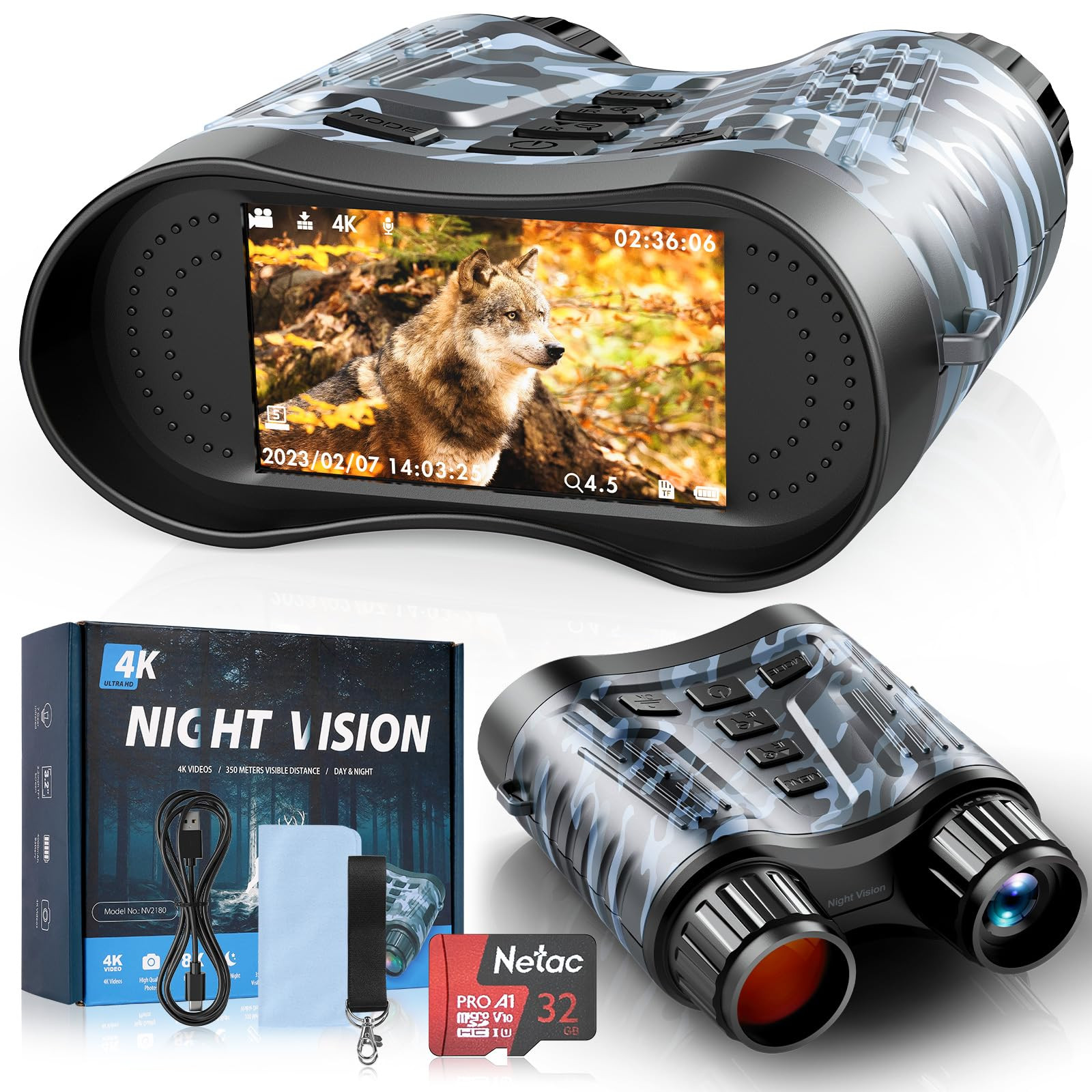 Night Vision Goggles, 4K Night Vision Binoculars 3.2" HD Display and 32GB TF Card, can Store Phot... | Amazon (US)
