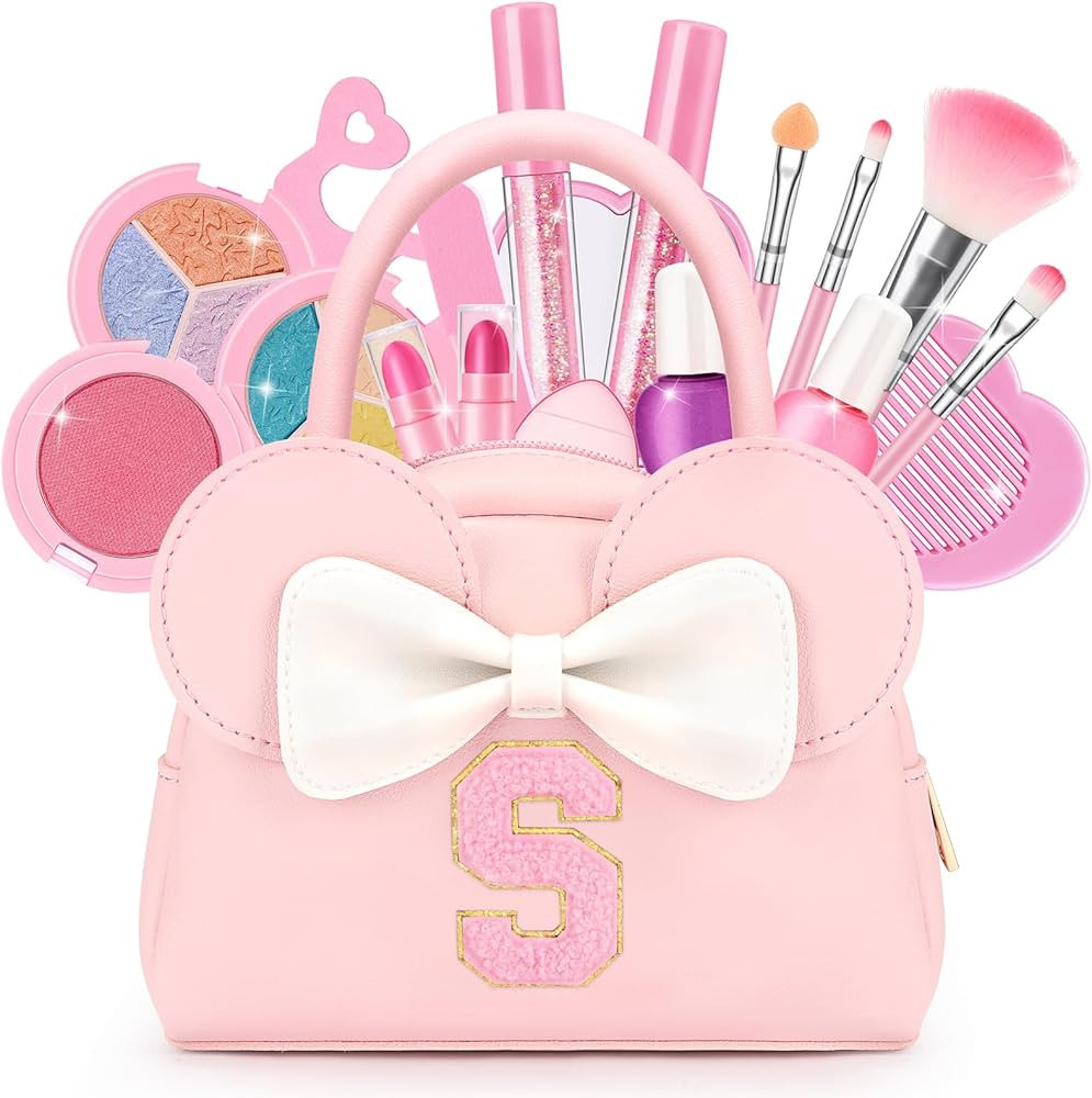 Kids Real Makeup Kit for Girls - 18Pcs Non-Toxic Washable Make Up Toys with Initial Toddler Purse... | Amazon (US)