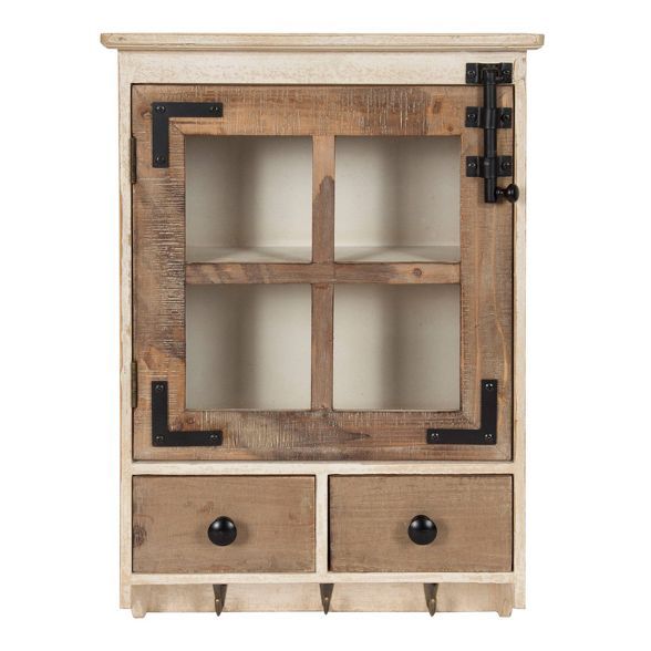 Hutchins Decorative Farmhouse Wood Wall Cabinet Rustic and White - Kate & Laurel All Things Decor | Target