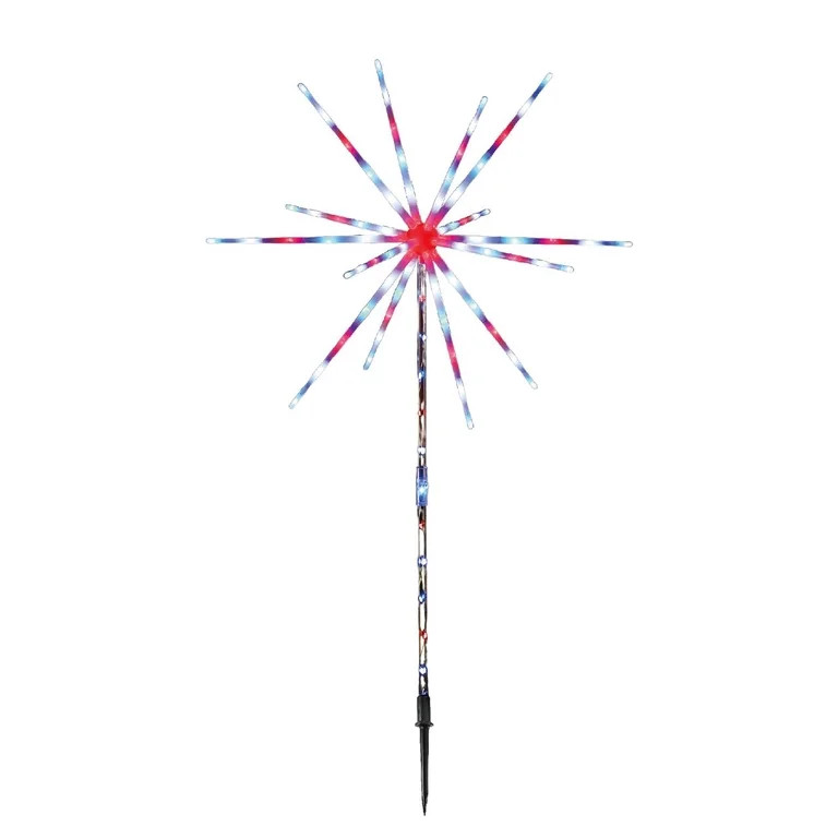 Indoor/Outdoor LED Sparkling Starburst Lawn Stake, Red/White/Blue, 35", Patriotic by Way To Celeb... | Walmart (US)