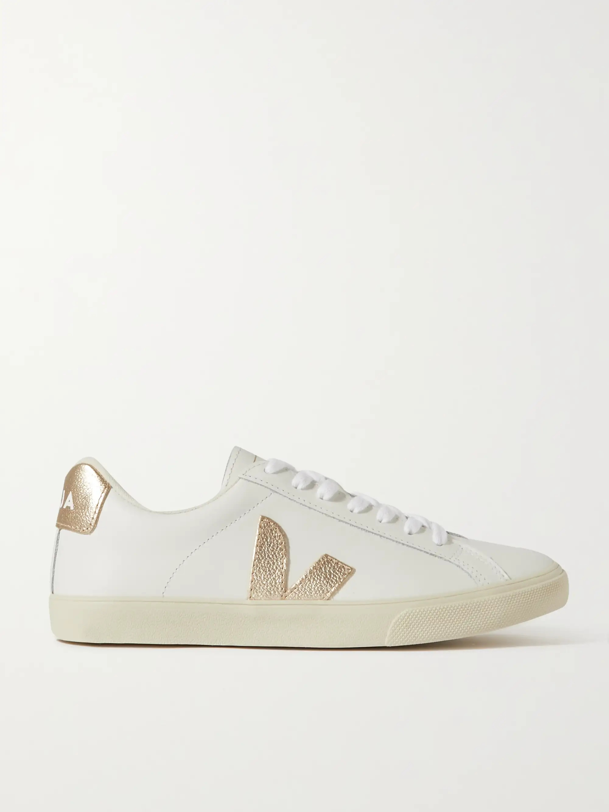 + NET SUSTAIN Esplar metallic-trimmed leather sneakers | NET-A-PORTER (US)