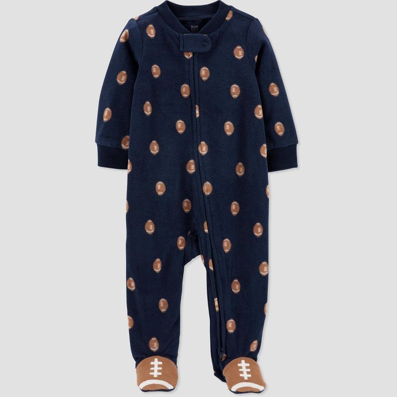 Carter's Just One You® Baby Boys' Football Microfleece Footed Pajama - Navy | Target