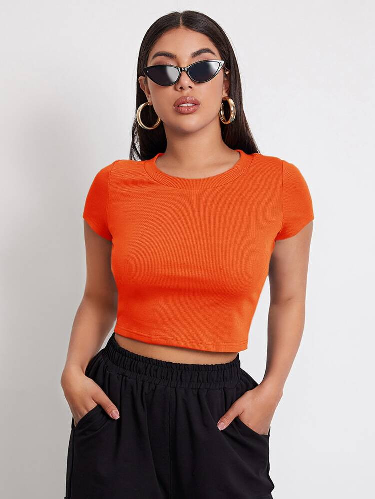 SHEIN Rib-knit Crop Top | SHEIN