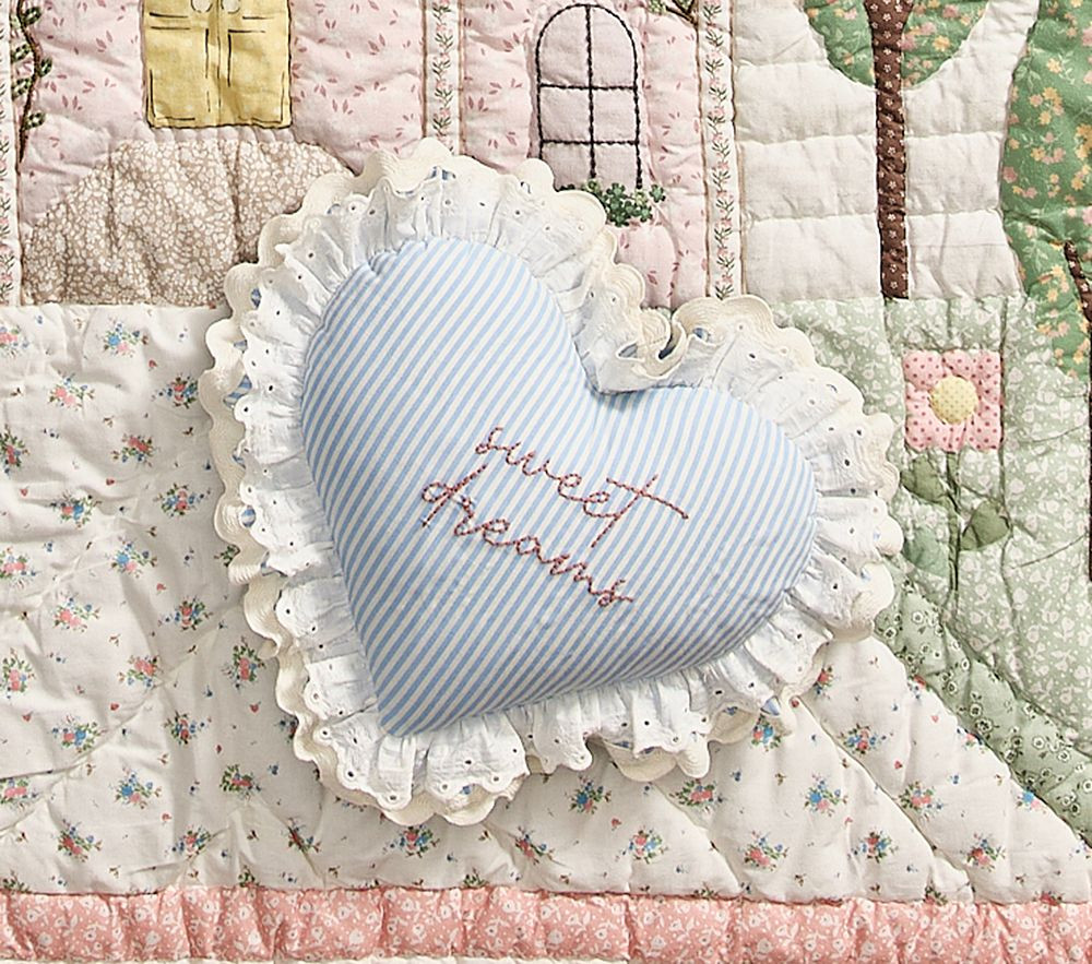 Sweet Dreams Embroidered Heart Pillow | Pottery Barn Kids