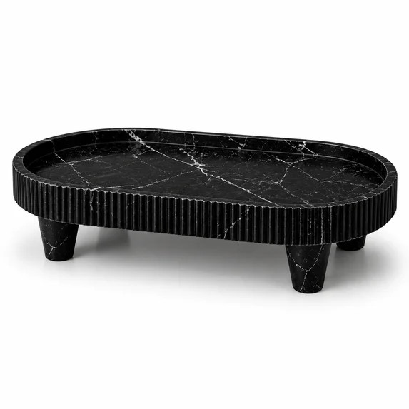 SHUBOZY Modern Oval Decorative Tray – Textured Matte Finish with Raised Legs, 10” x 6.5” x ... | Walmart (US)