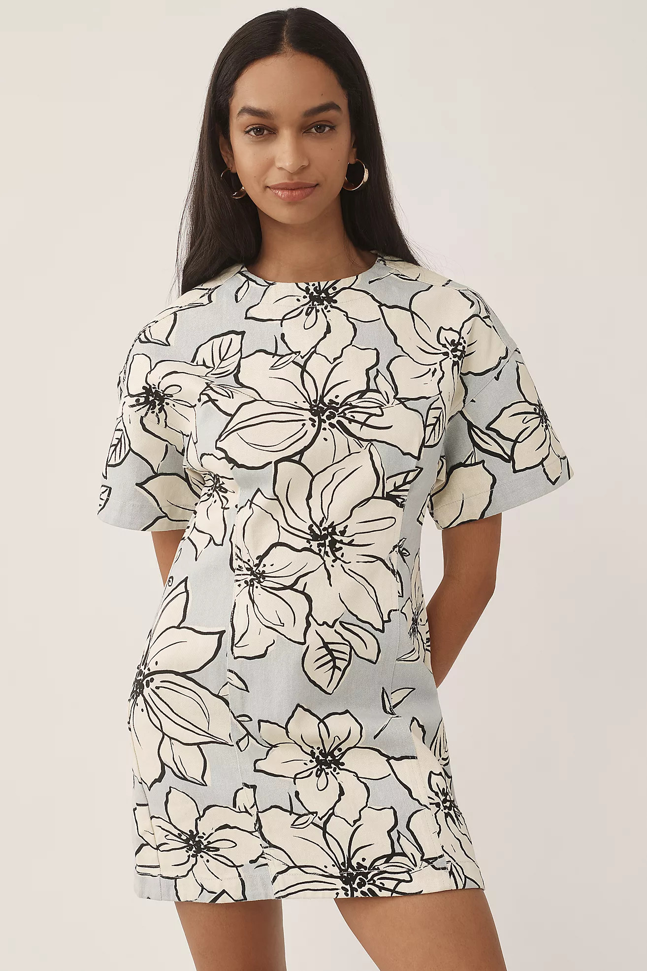Dhruv Kapoor Short-Sleeve Denim Mini Dress | Anthropologie (US)