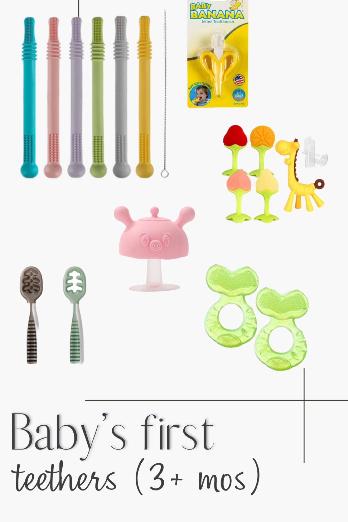 Baby’s first teethers
Chewy Tubes
First spoons
Mushroom teether
Recommended for baby

#LTKbaby #LTKbump #LTKfamily