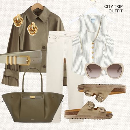 City trip outfit in a striped waistcoat ✈️🏙️

‼️Don’t forget to tap 🖤 to favorite this post and come back later to shop 

Read the size guide/size reviews to pick the right size.

Short trench coat, khaki trench coat, cropped trench coat, pin striped waistcoat, waxed cropped jeans, beige jeans, mango, summer outfit, spring outfit, sandals, tote bag, sage green belt, fendi sunglasses, casual outfit inspo

#LTKstyletip #LTKSeasonal #LTKeurope