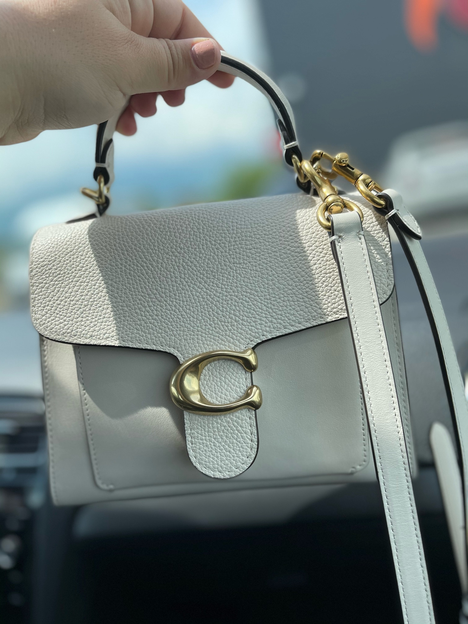 White coach mini bag. Wedding bridal bag. Summer resort vacation bag white handbag with gold hardware 

#LTKwedding #LTKworkwear #LTKitbag