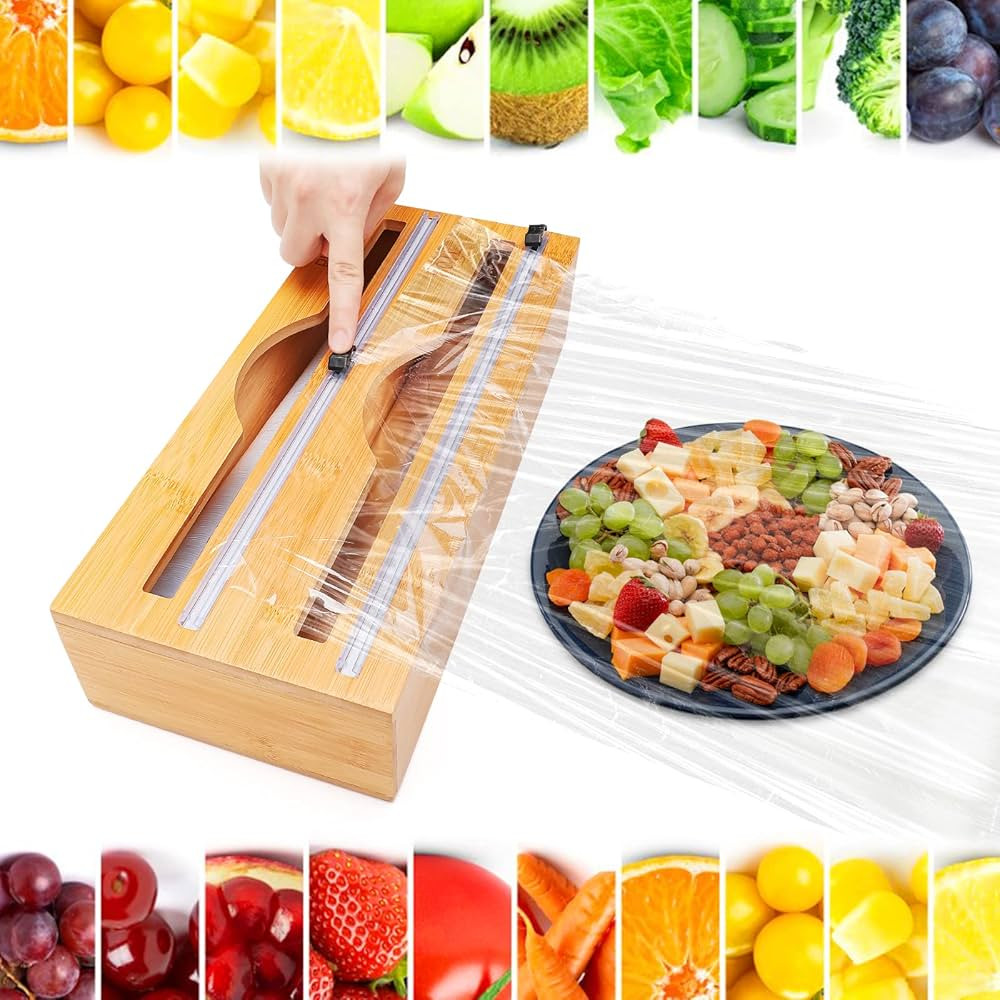 Foil and Plastic Wrap Organizer with Cutter, 2 in 1 Aluminum Foil and Wax Paper Wrap Dispenser wi... | Amazon (US)