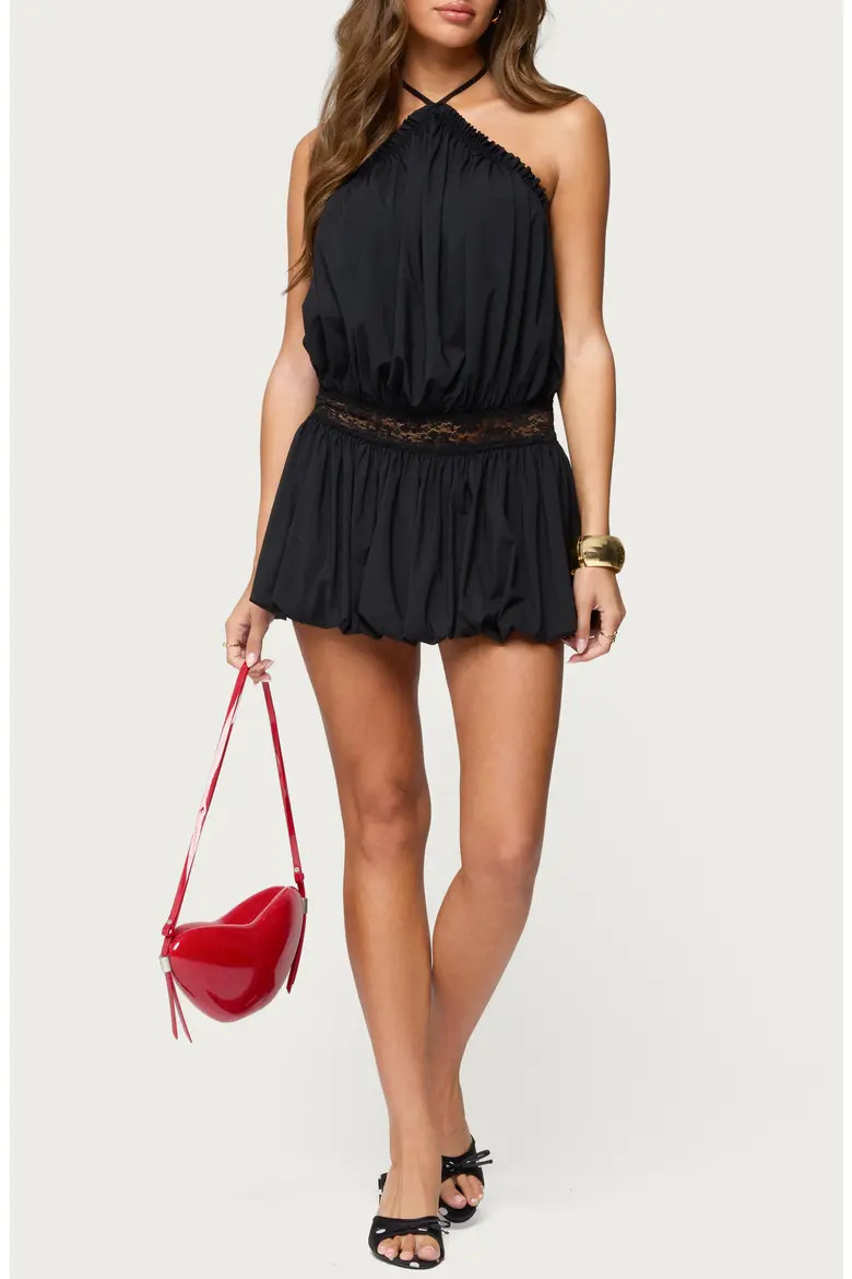 Aida Open Back Bubble Hem Halter Minidress (Women) | Nordstrom | Nordstrom