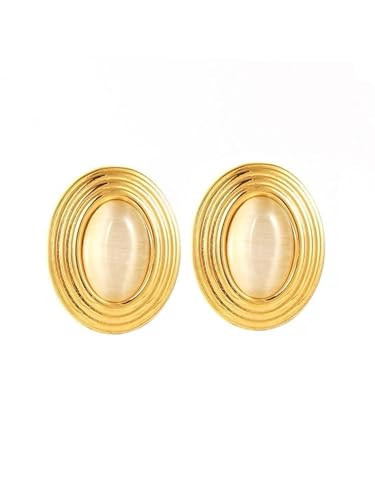 Gold Oval Stone Statement Earrings – Lightweight Drop Earrings for Women | Amazon (US)